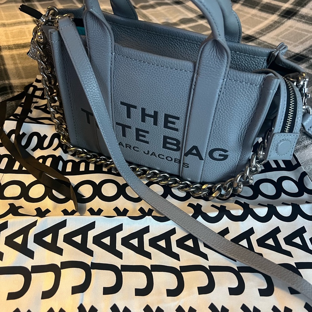 Marc Jacobs Blue Tote Bag with Chain Detail